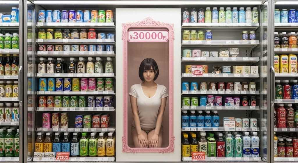 商品棚に陳列されている