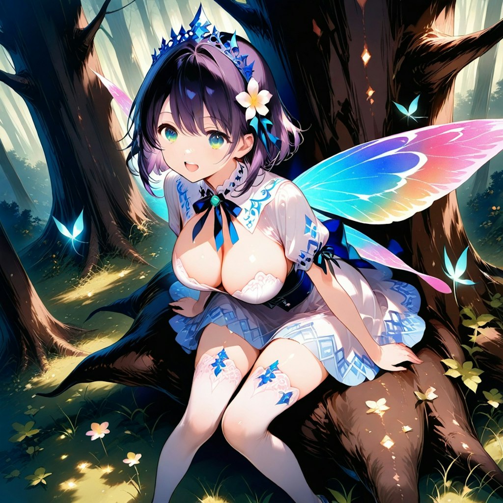 妖精少女と大木