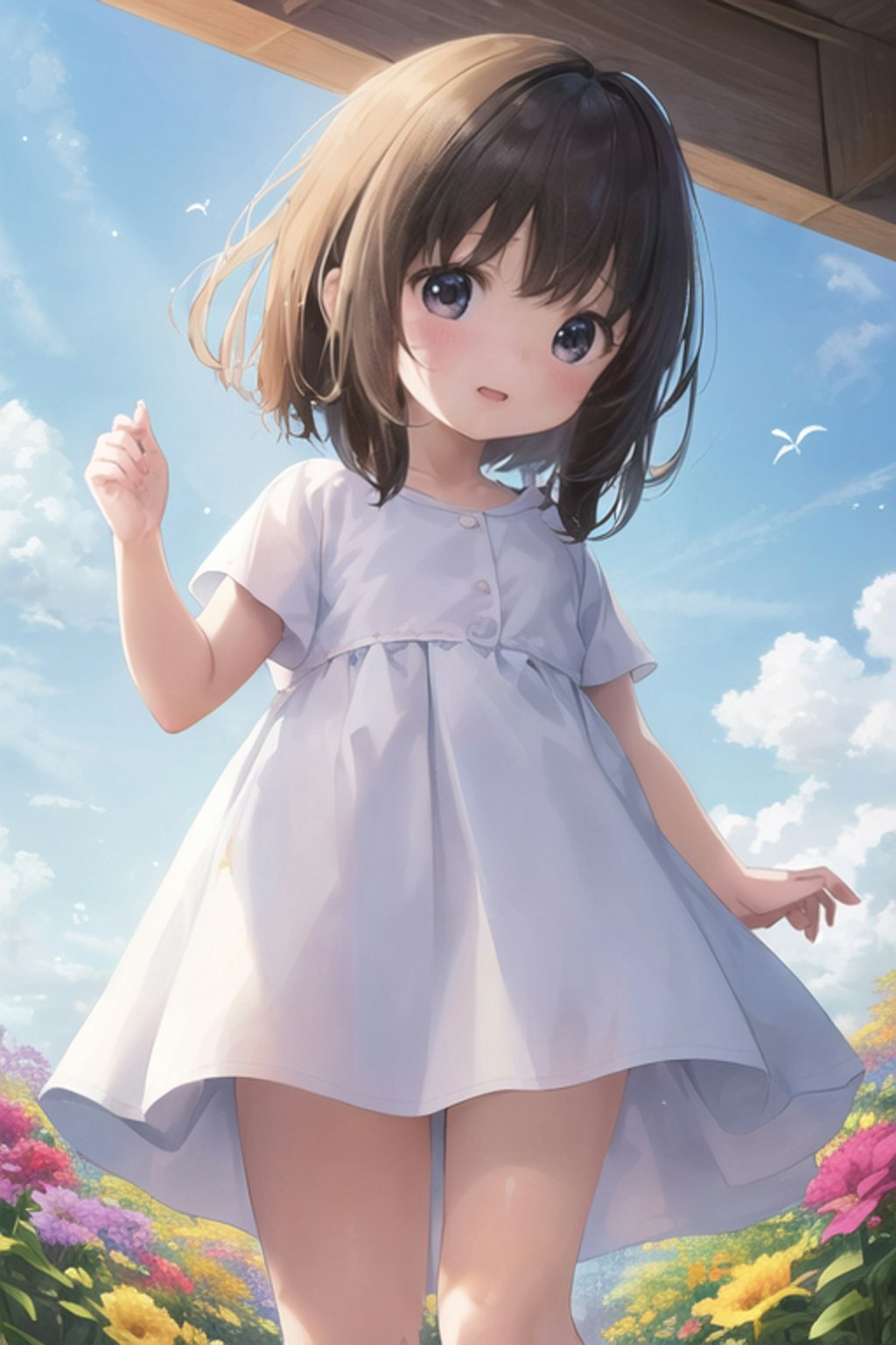 陽気の中の少女