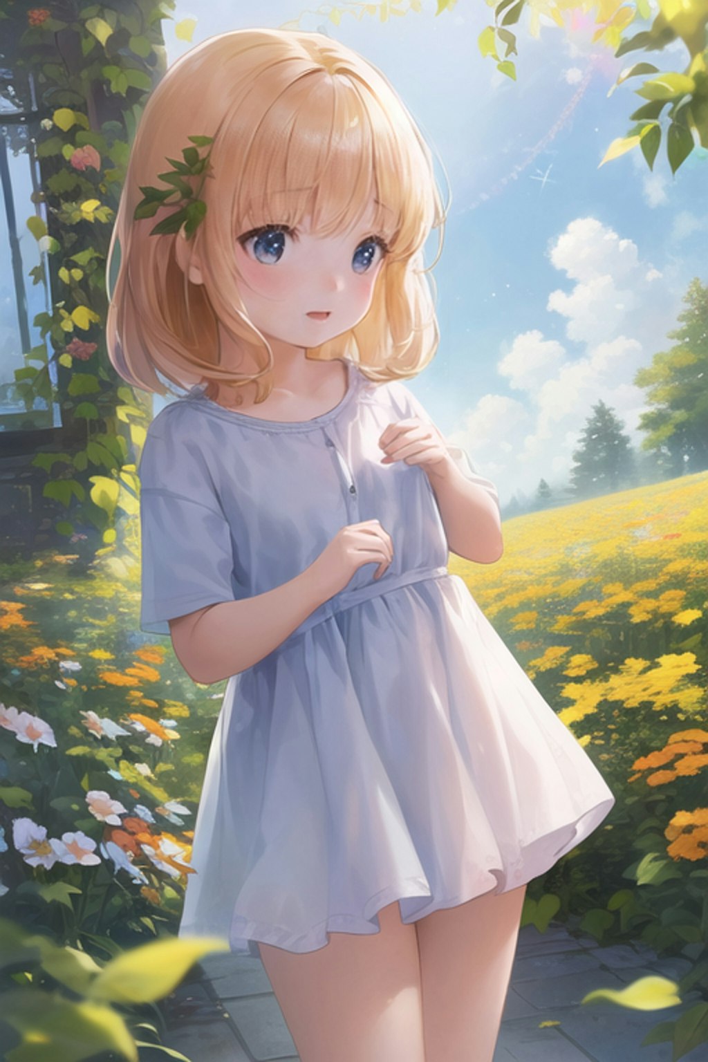 陽気の中の少女