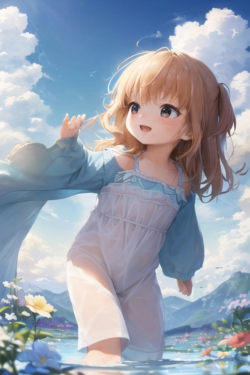 陽気の中の少女