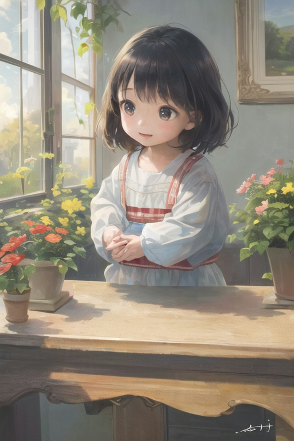 陽気の中の少女