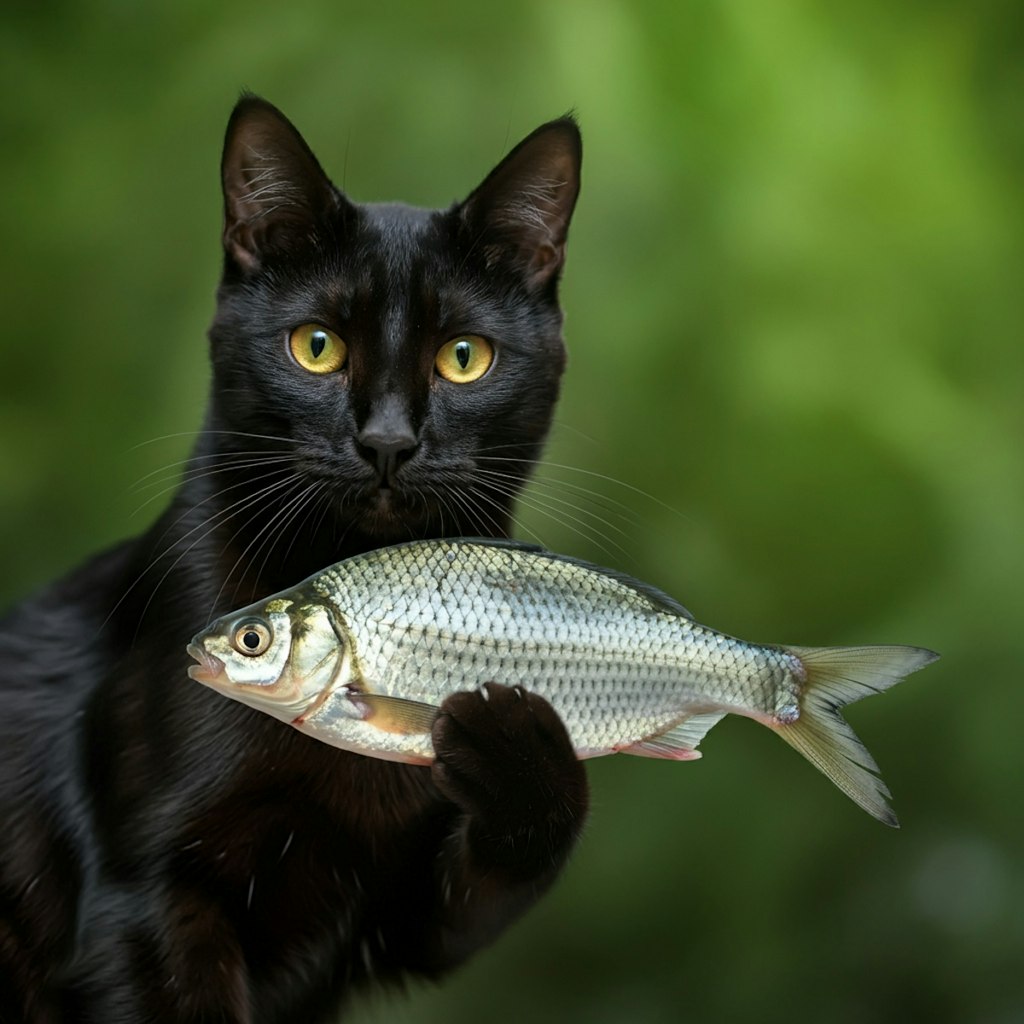 お魚を持つタイプの猫