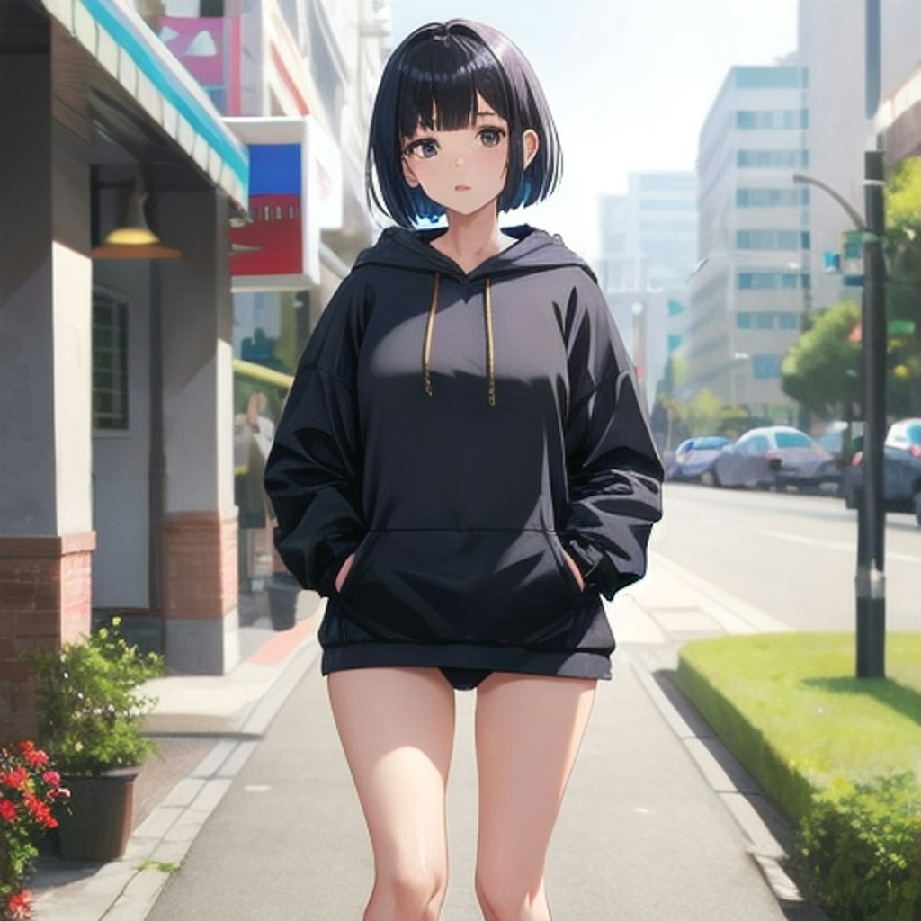 パ－カ－とショ－ツの調和