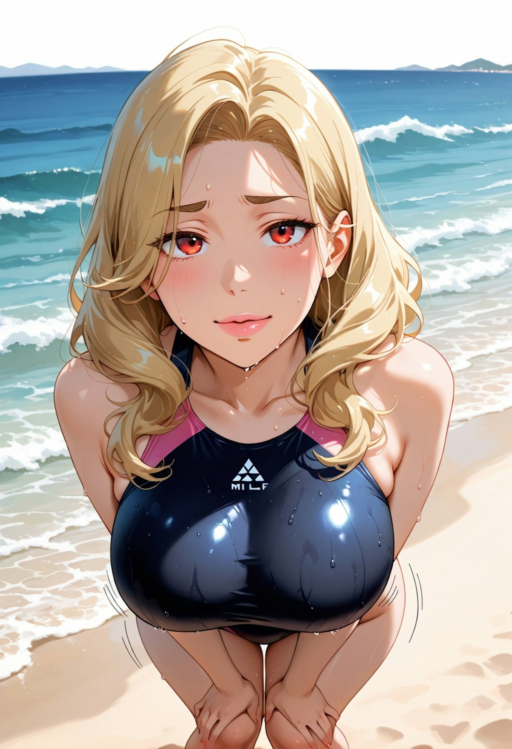 えへへ…水着、間違えちゃった♡ こんなピタピタの着てきたら…ちょっと変かな？