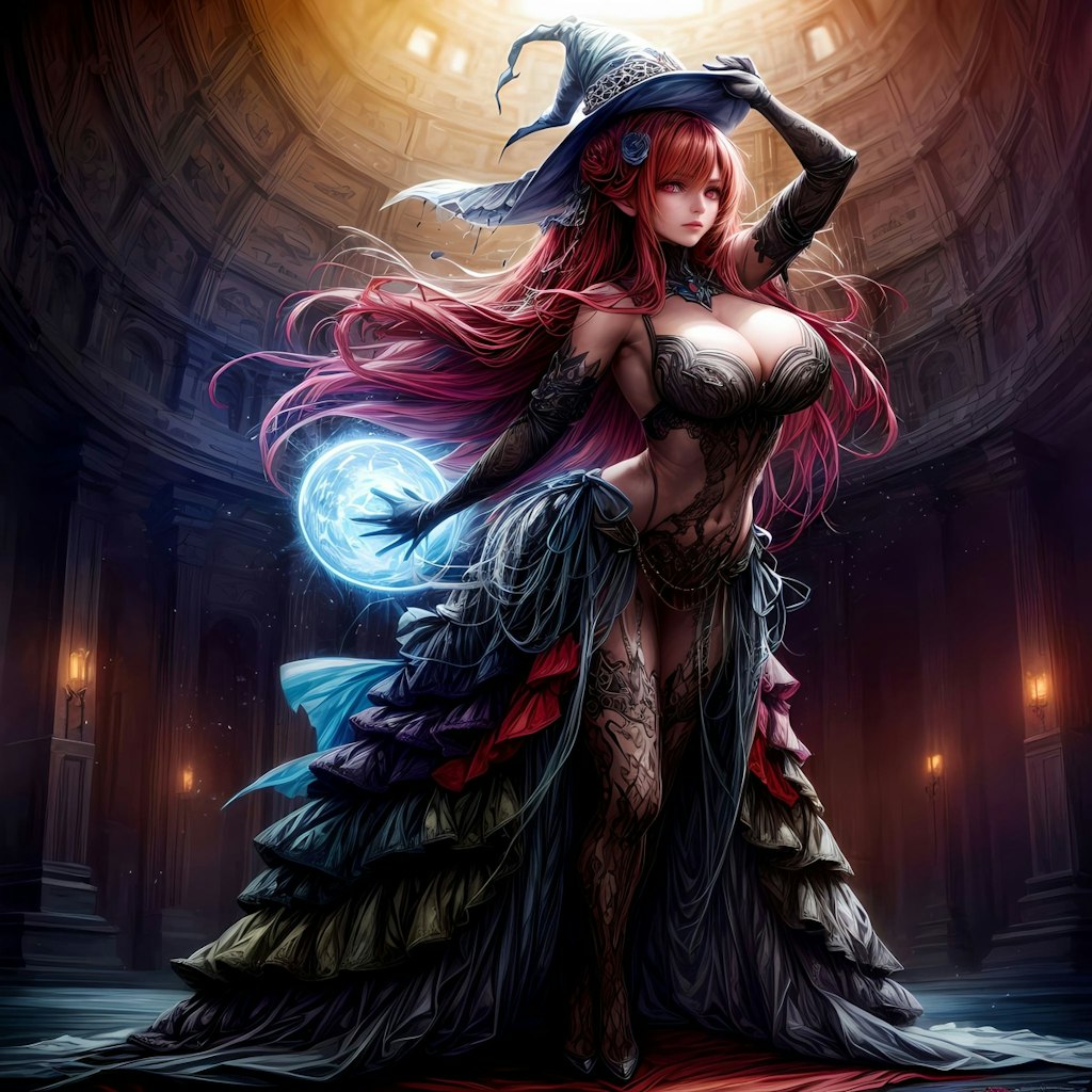 魔法の世界に舞い降りた紅髪の妖艶な魔女