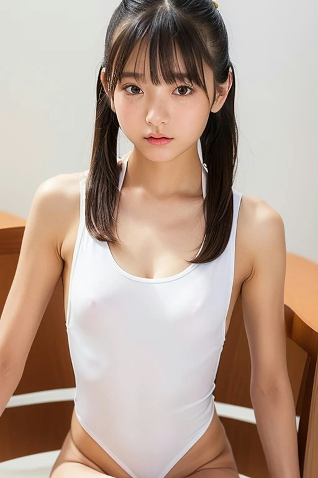 白いレオタードの女の子