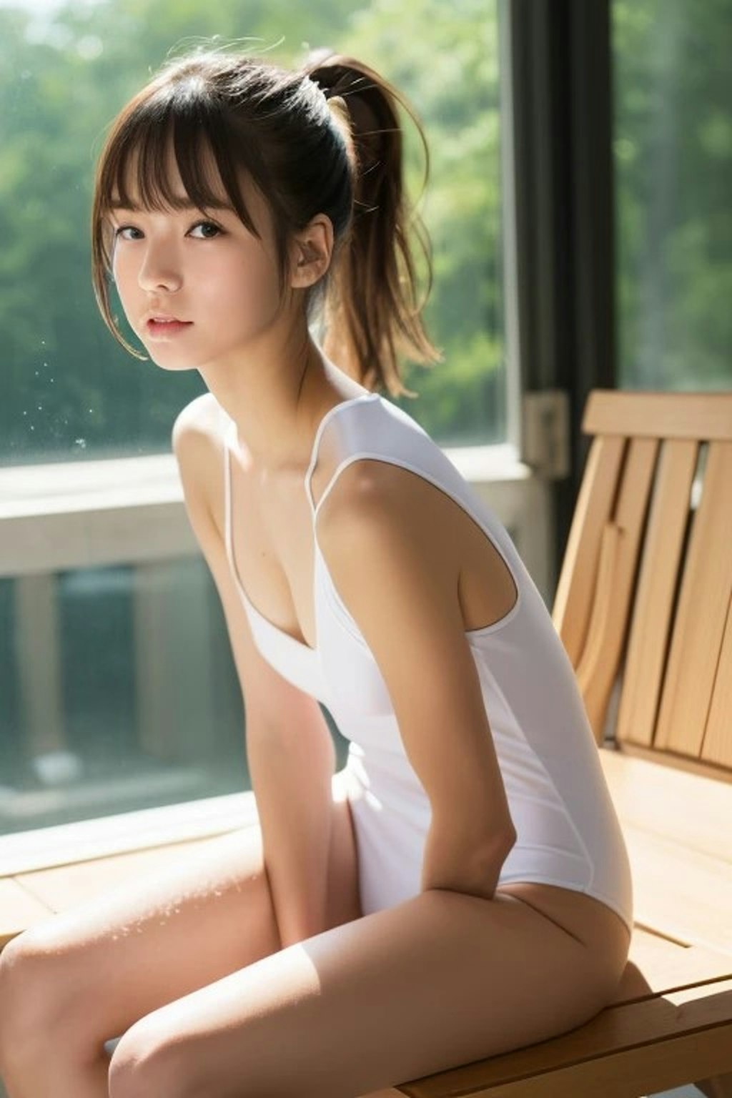 白いレオタードの女の子
