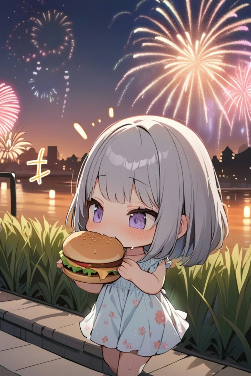 🍔と銀髪ちゃん