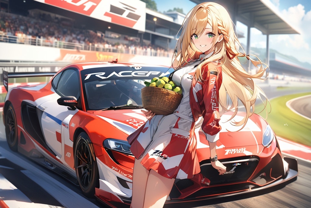 バスケットを持つレースクイーン