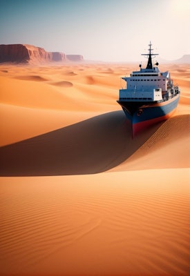 A ship in the middle of the desert