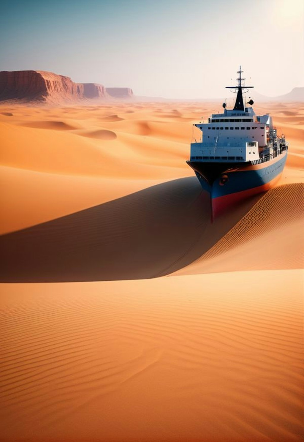 A ship in the middle of the desert