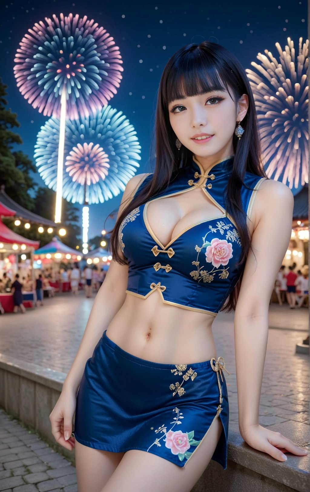 青のチャイナドレス