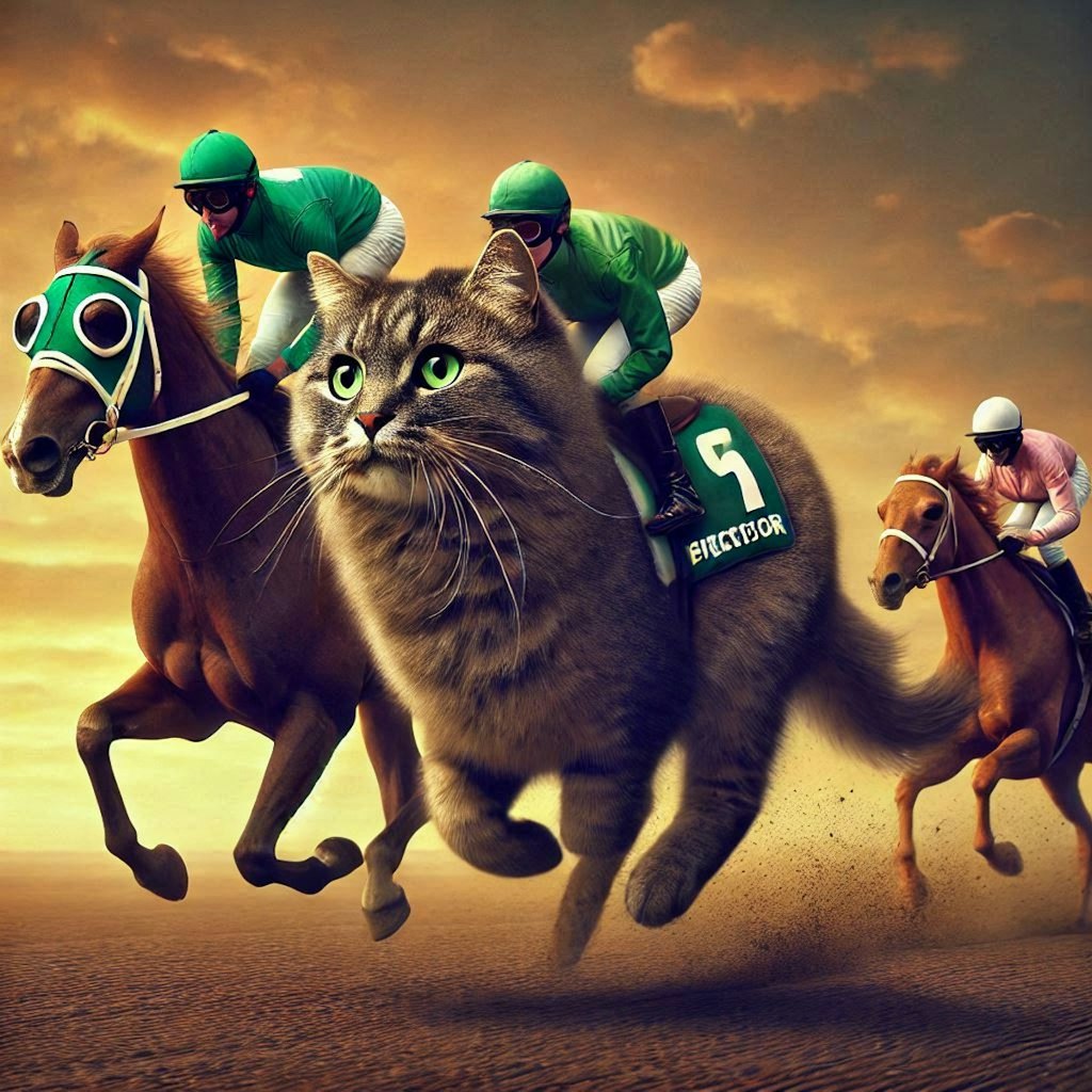 競馬する猫