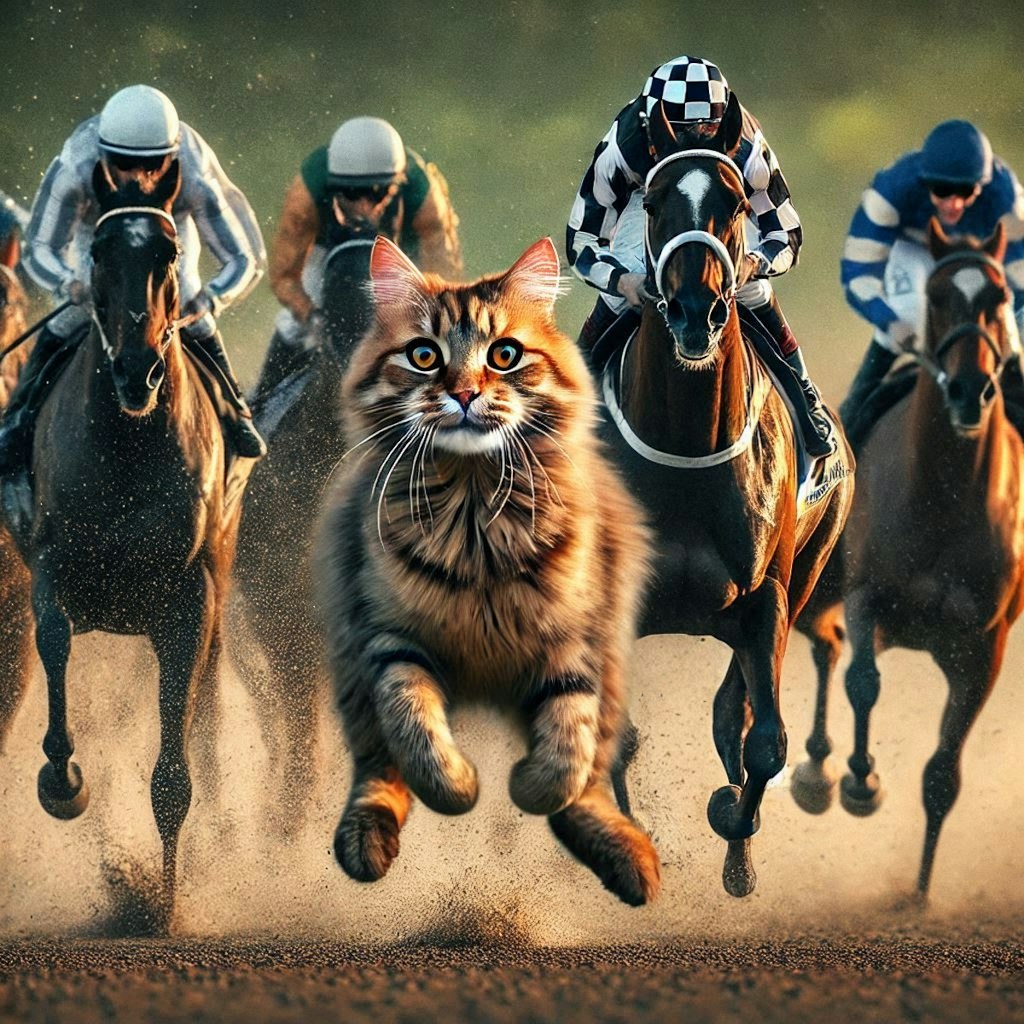 競馬する猫