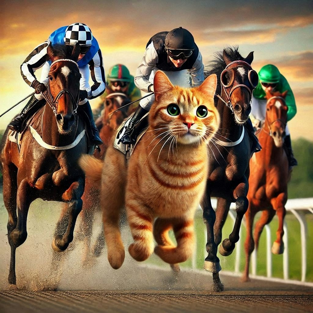 競馬する猫