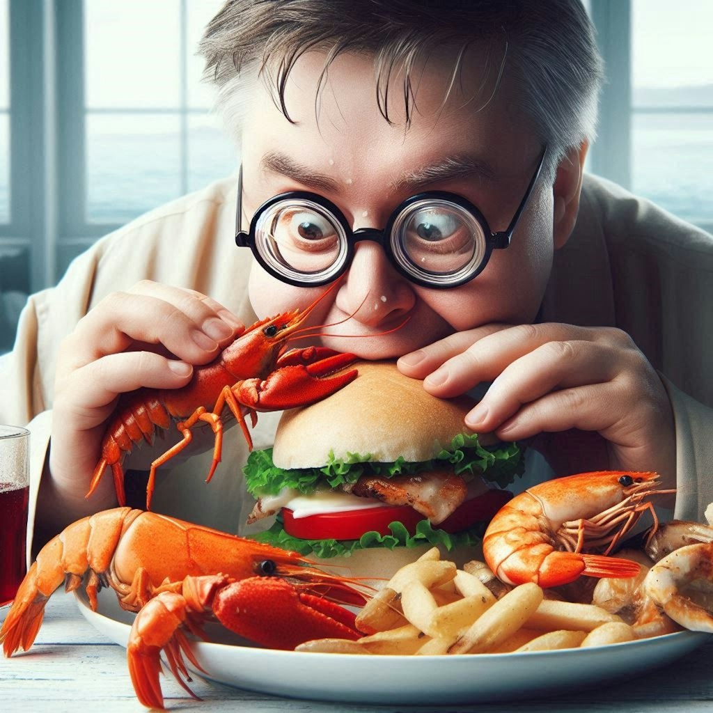 I’m on a seafood diet. I see food and I eat it.
