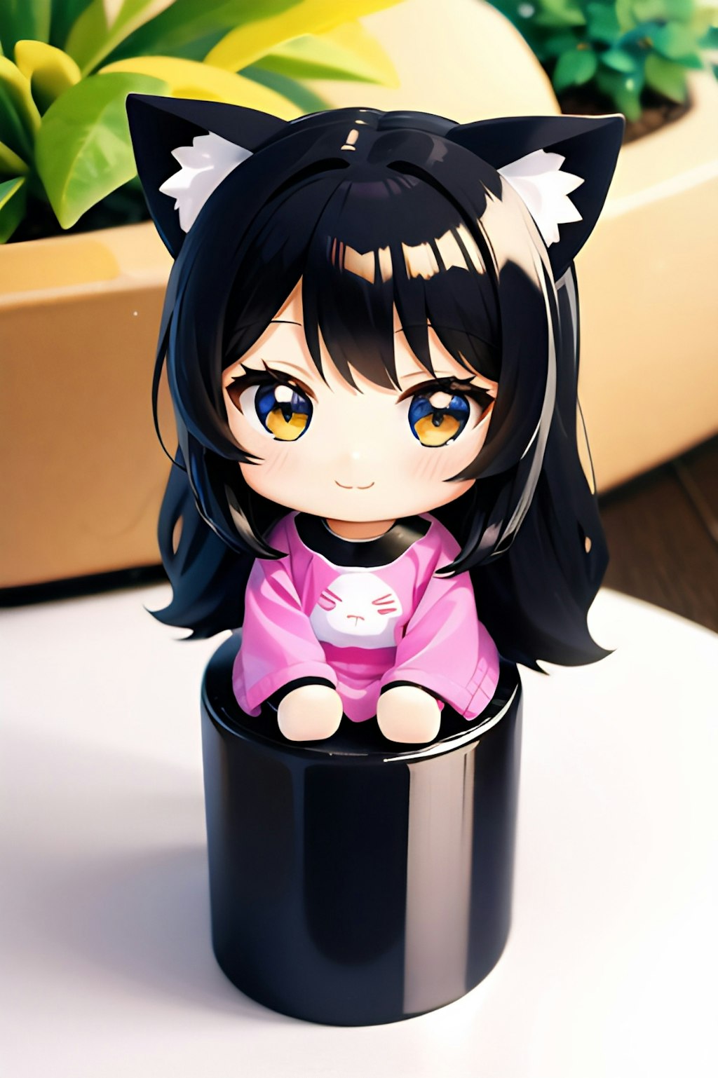 ちびキャラ　猫耳娘　フィギュア風。