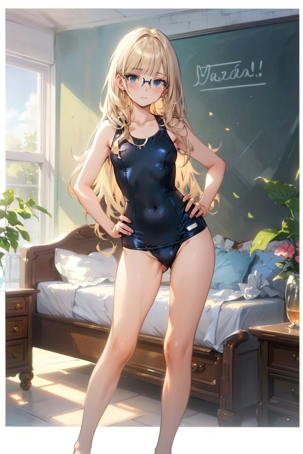 スク水の眼鏡っ娘