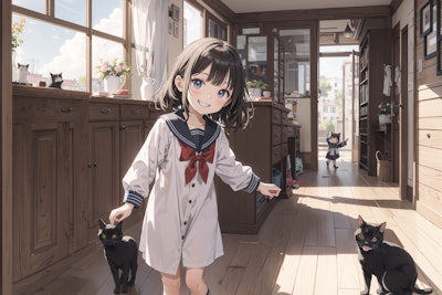 猫と少女(sailor) : 2023.08.17