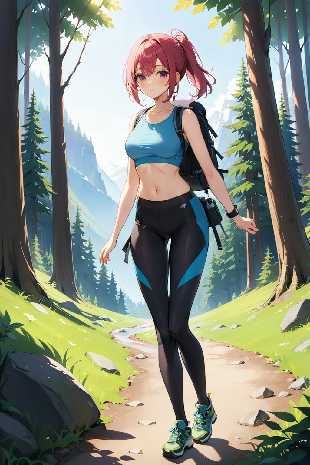 ハイキング中の少女