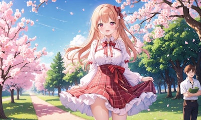 桜と美少女♪