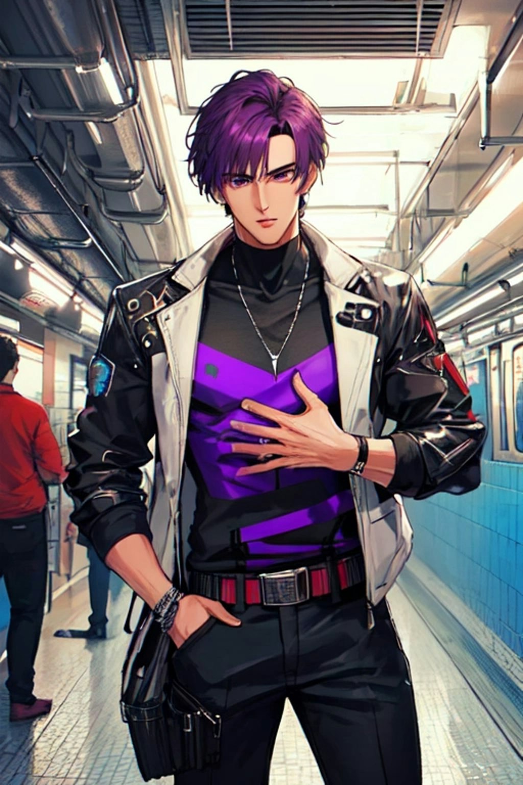 地下鉄と黒髪＆紫短髪男性★その1(12枚)