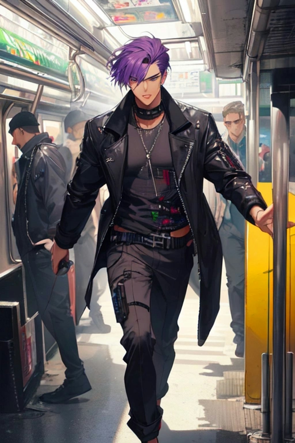 地下鉄と黒髪＆紫短髪男性★その1(12枚)