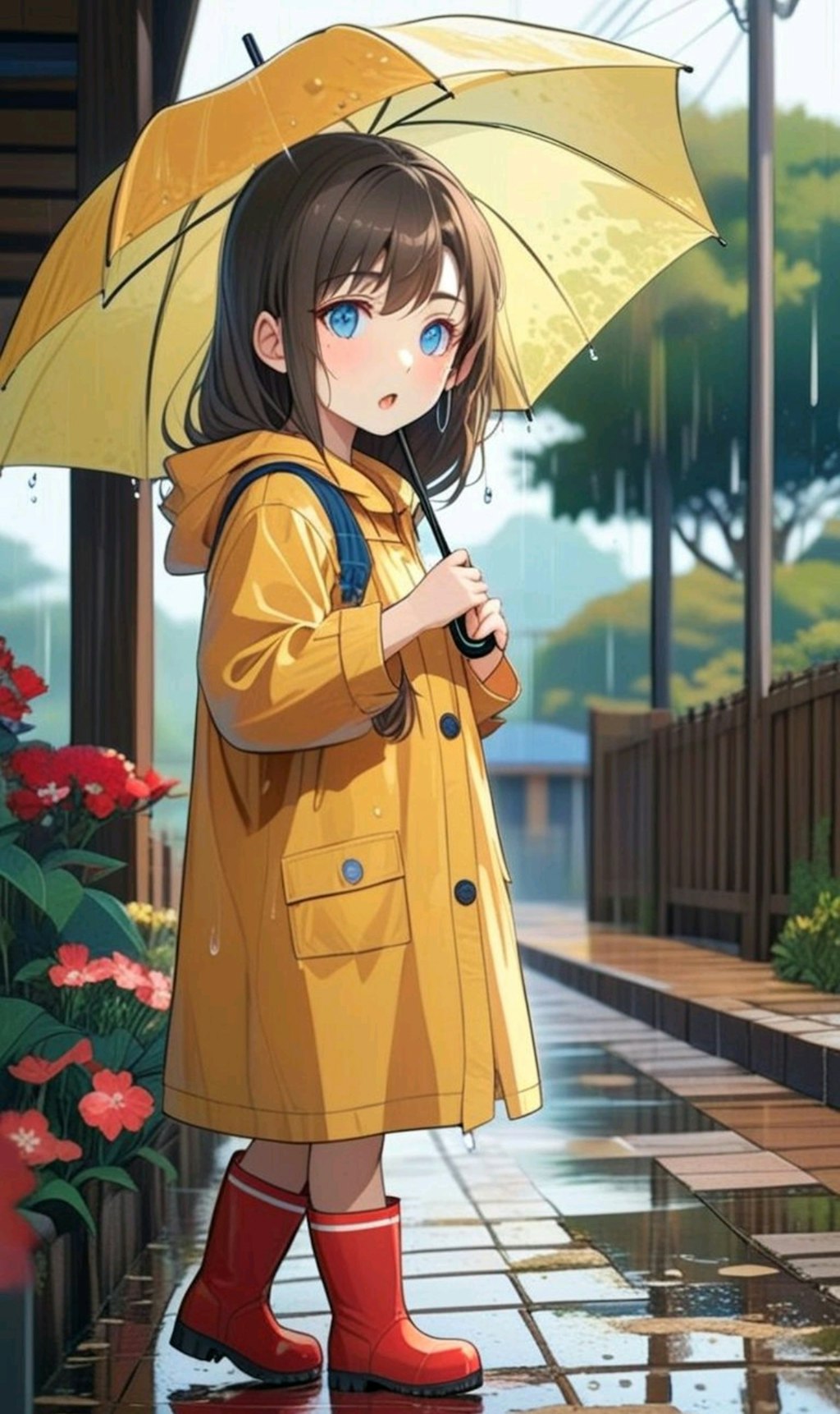 雨の日 散歩 小さな女の子