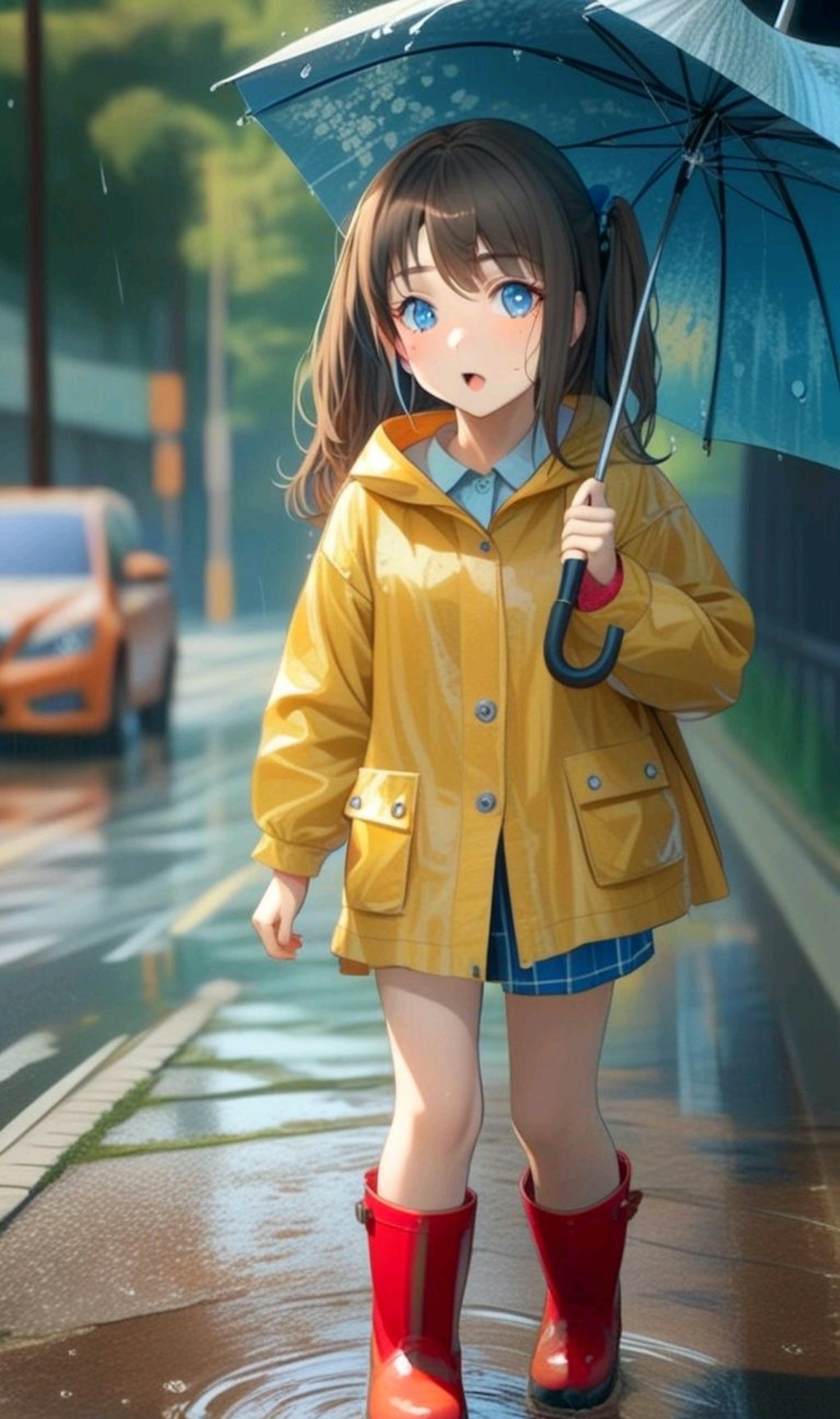 雨の日 散歩 小さな女の子