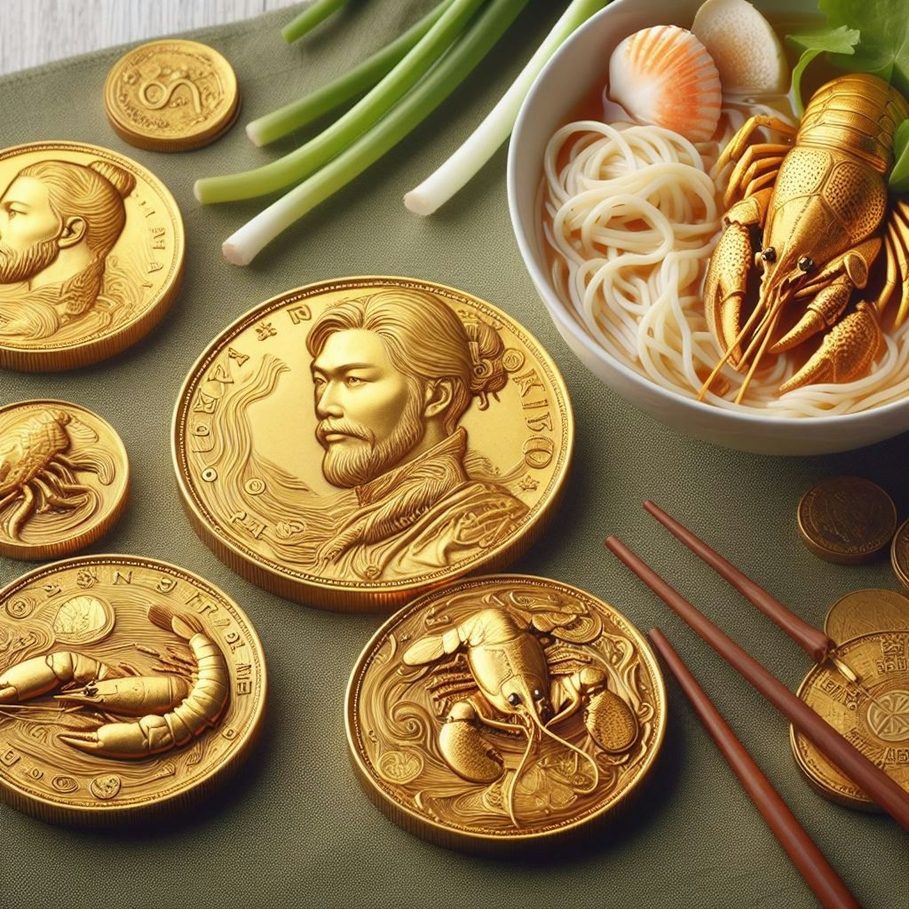 金貨に刻まれた肖像画：seafood noodle_20240210