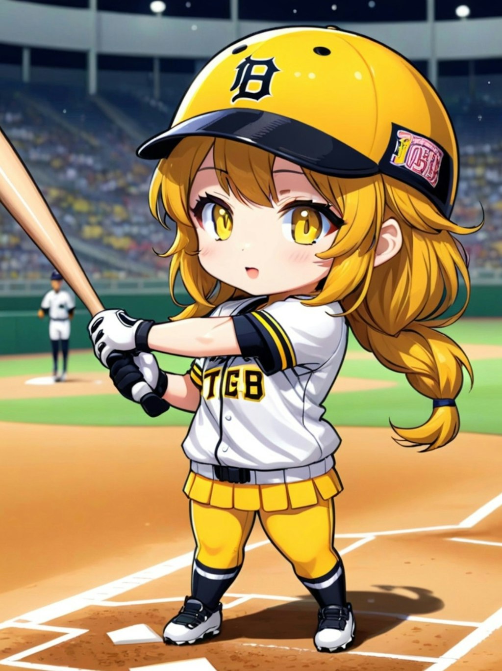 野球する黄色髪ちゃん