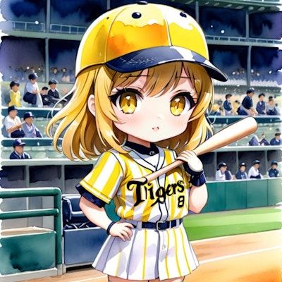 野球する黄色髪ちゃん