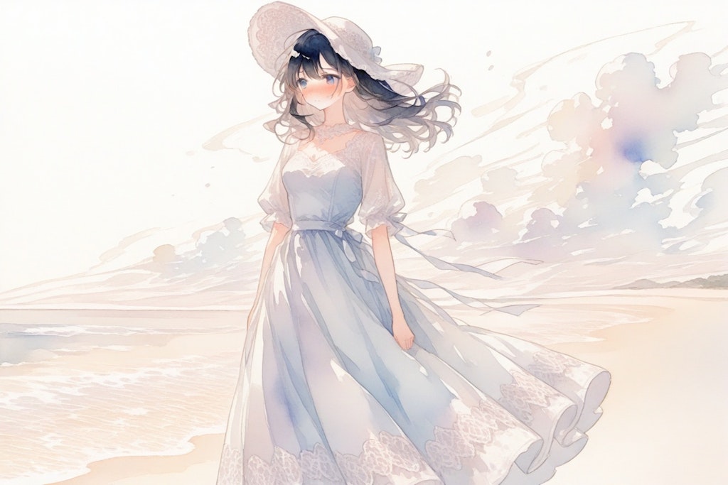 夏のお嬢さん　の水彩画