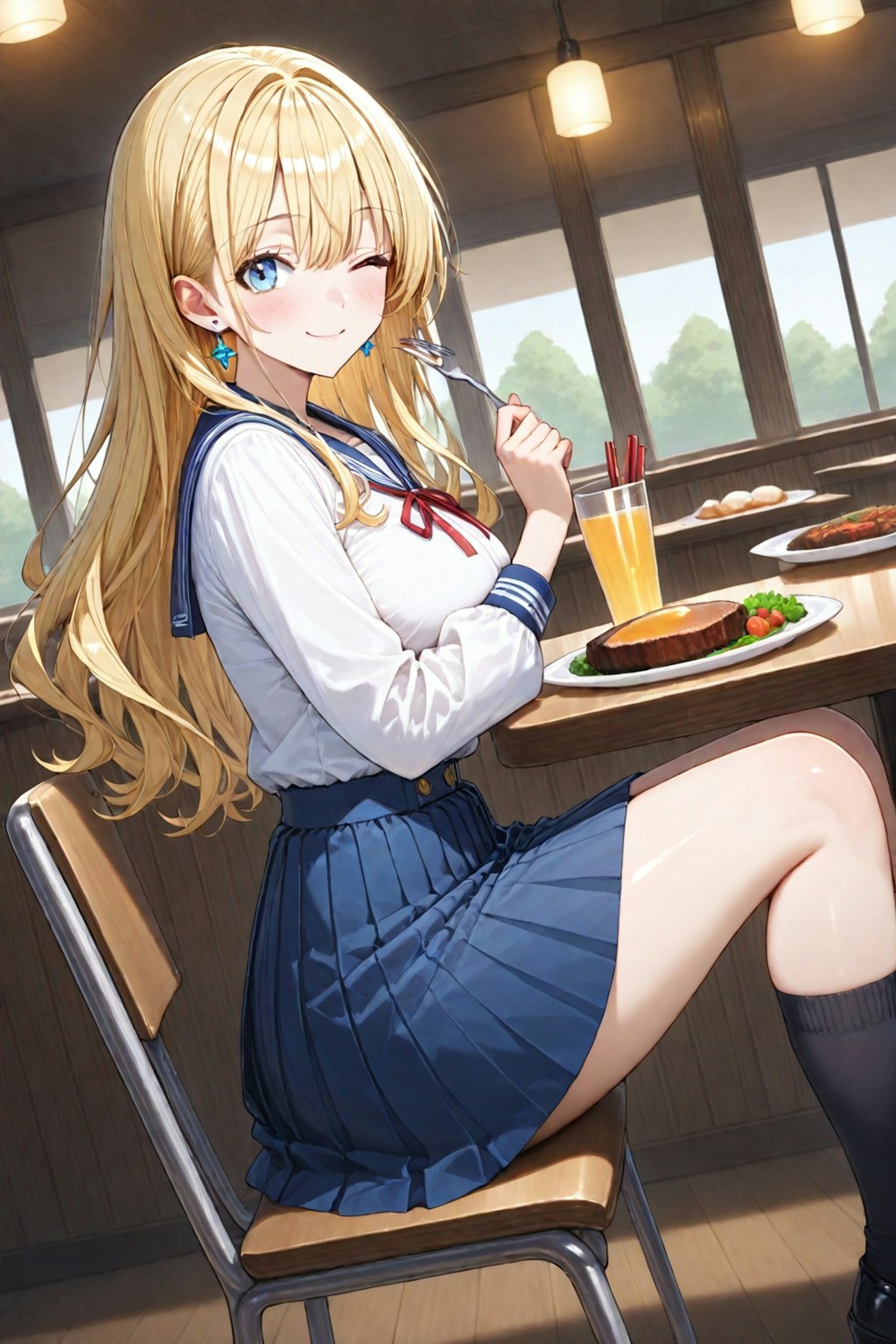 ステーキを食べるちちぷいちゃん