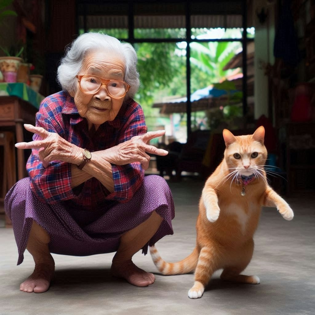 おばあちゃんと猫