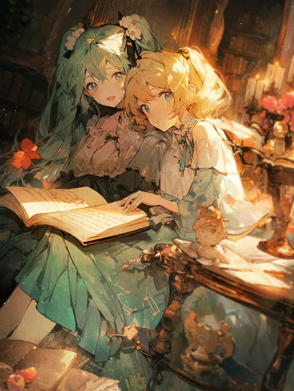 Sisters reading