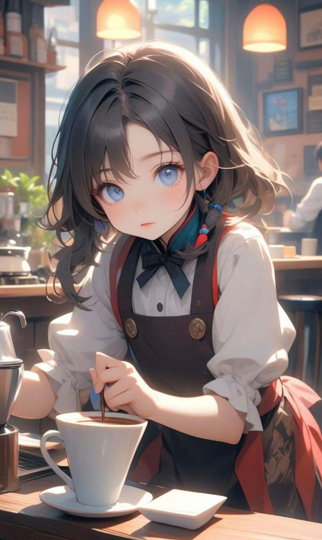 喫茶店の店長の小さな女の子