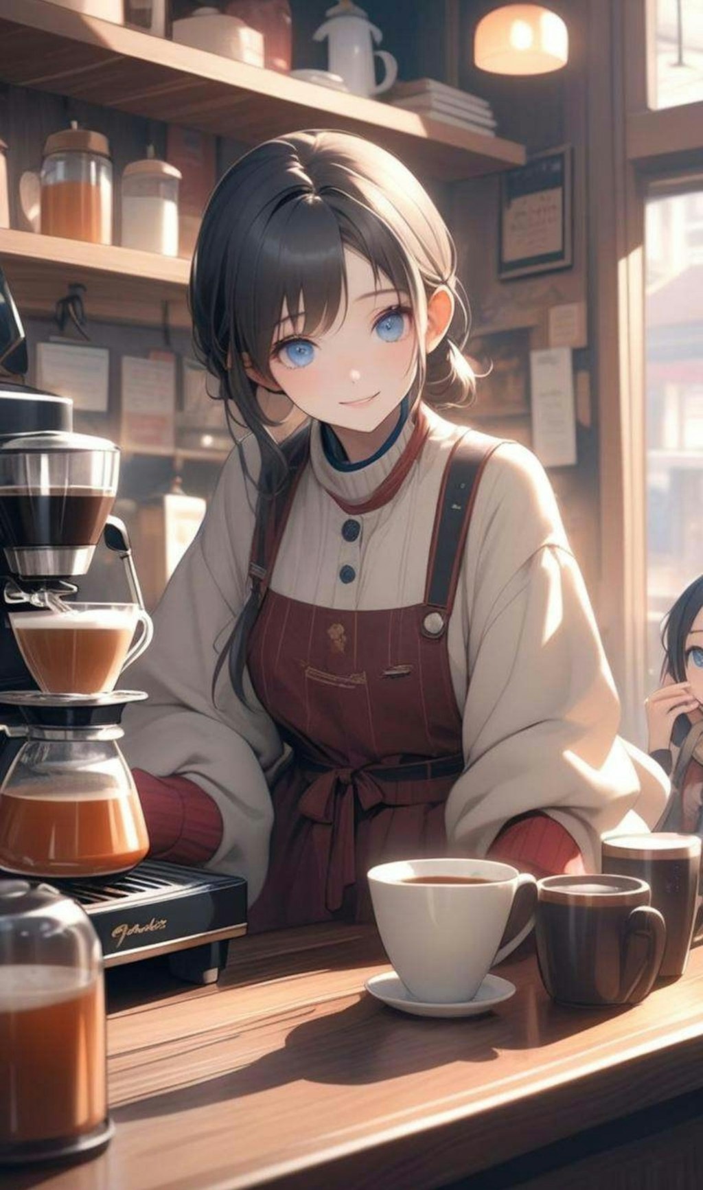 喫茶店の店長の小さな女の子