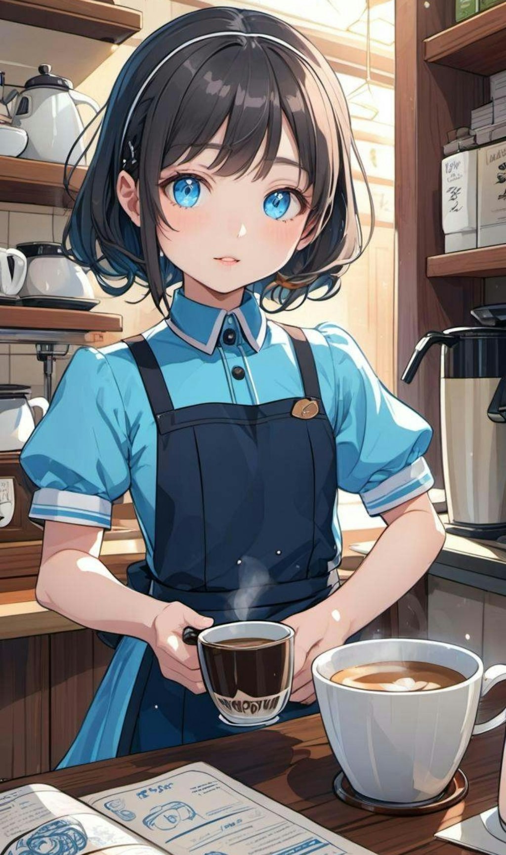 喫茶店の店長の小さな女の子