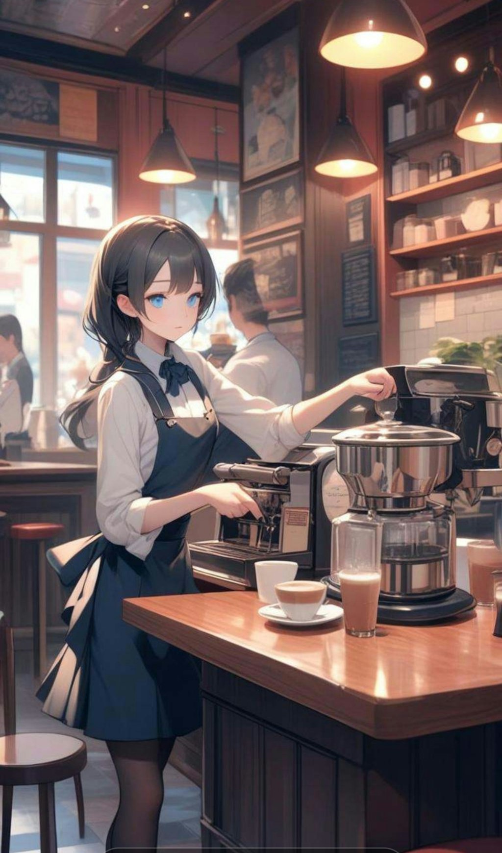 喫茶店の店長の小さな女の子