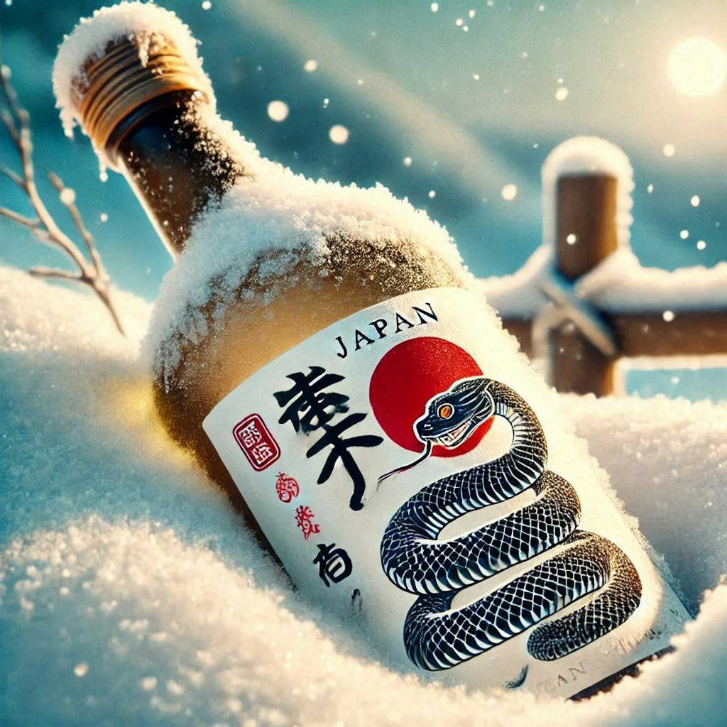 蛇ラベルの雪中酒