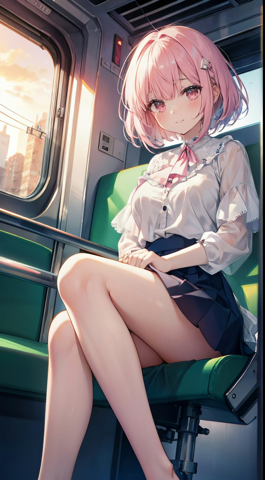 桃髪電車娘