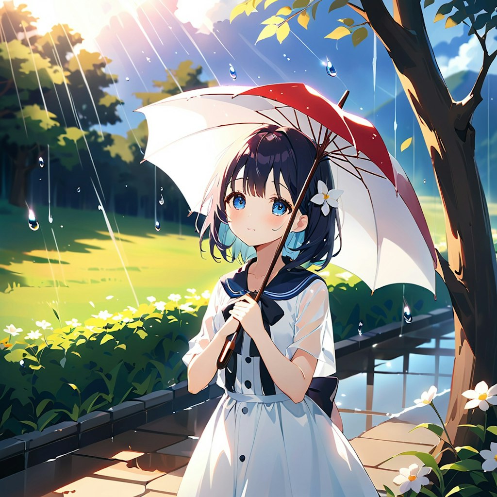 少女と雨