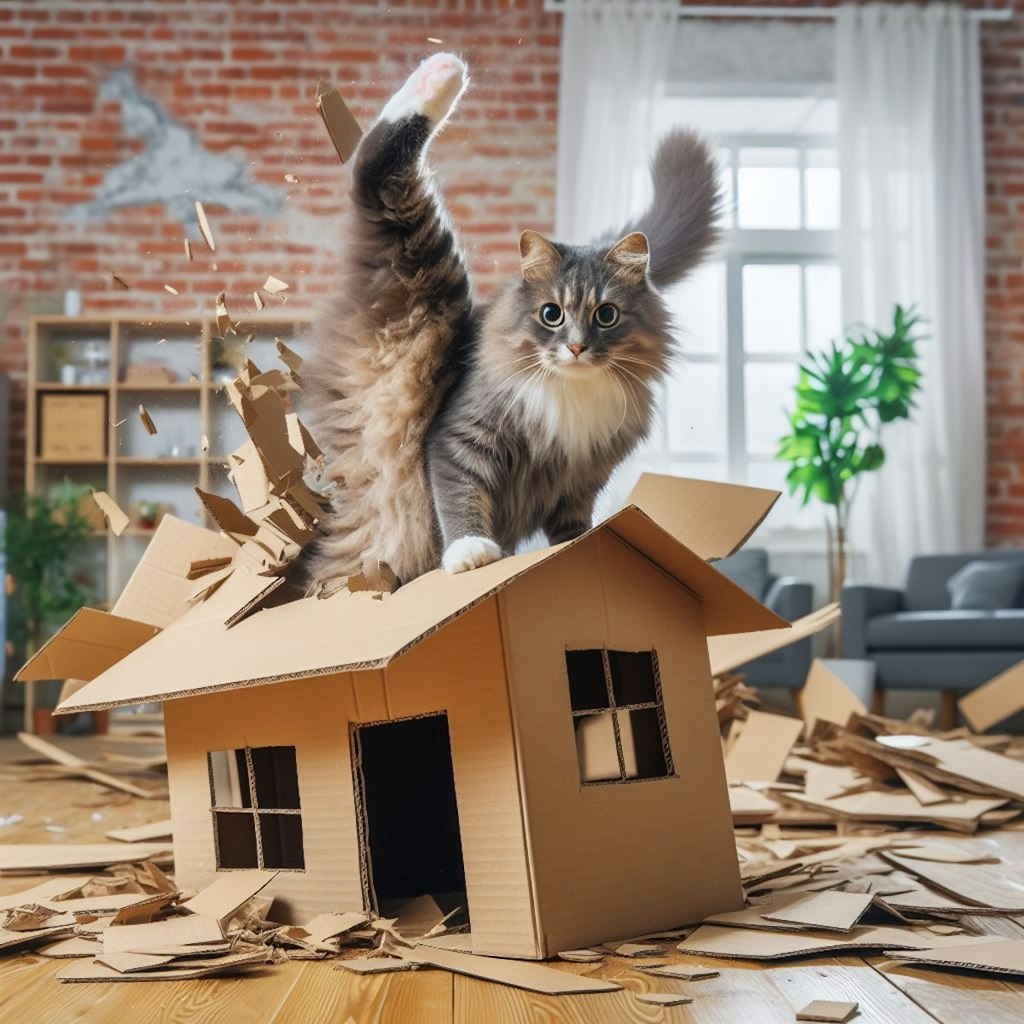 大掃除の意味を履き違える猫