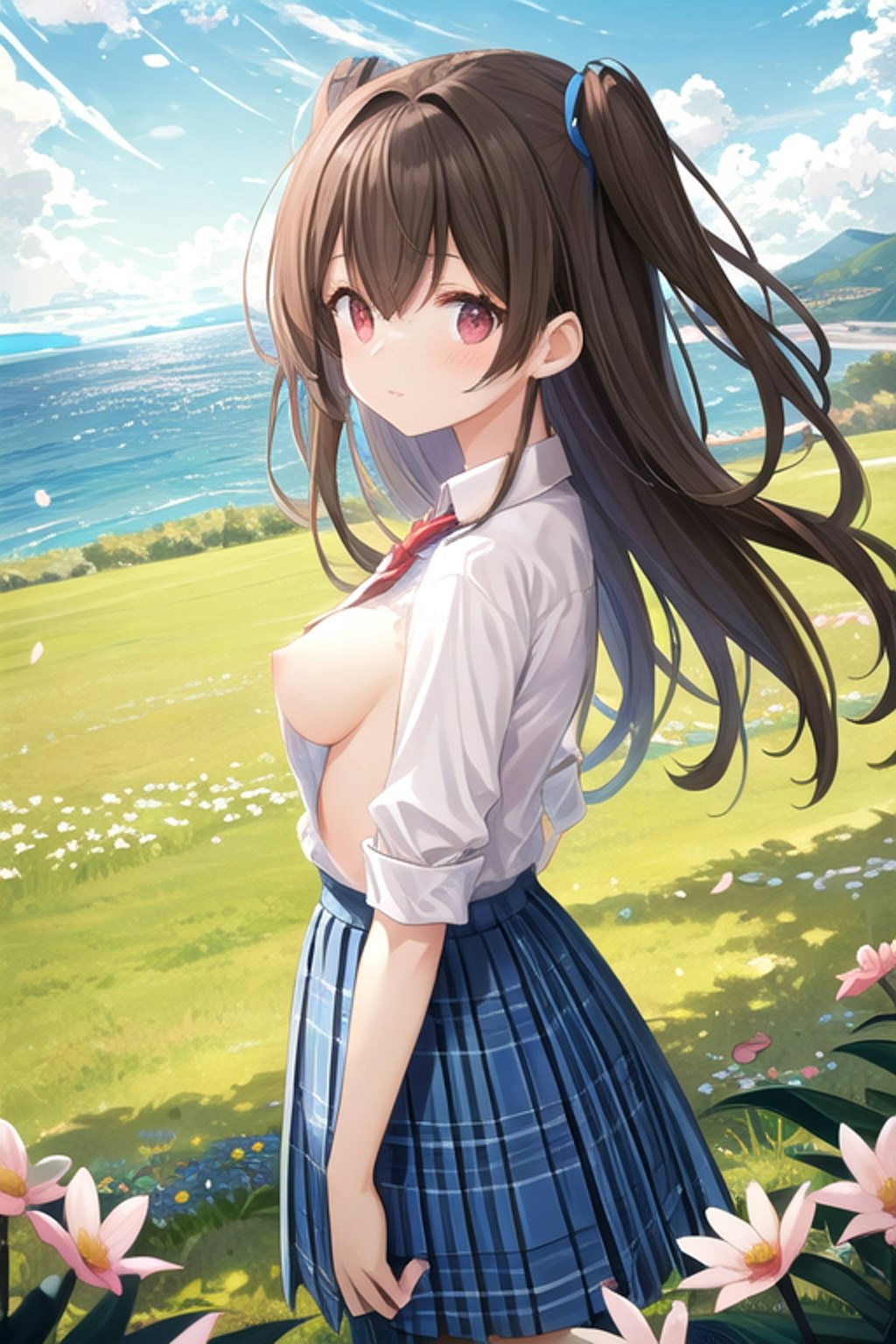 海の見える丘でおっぱいを見せてくれる女の子２