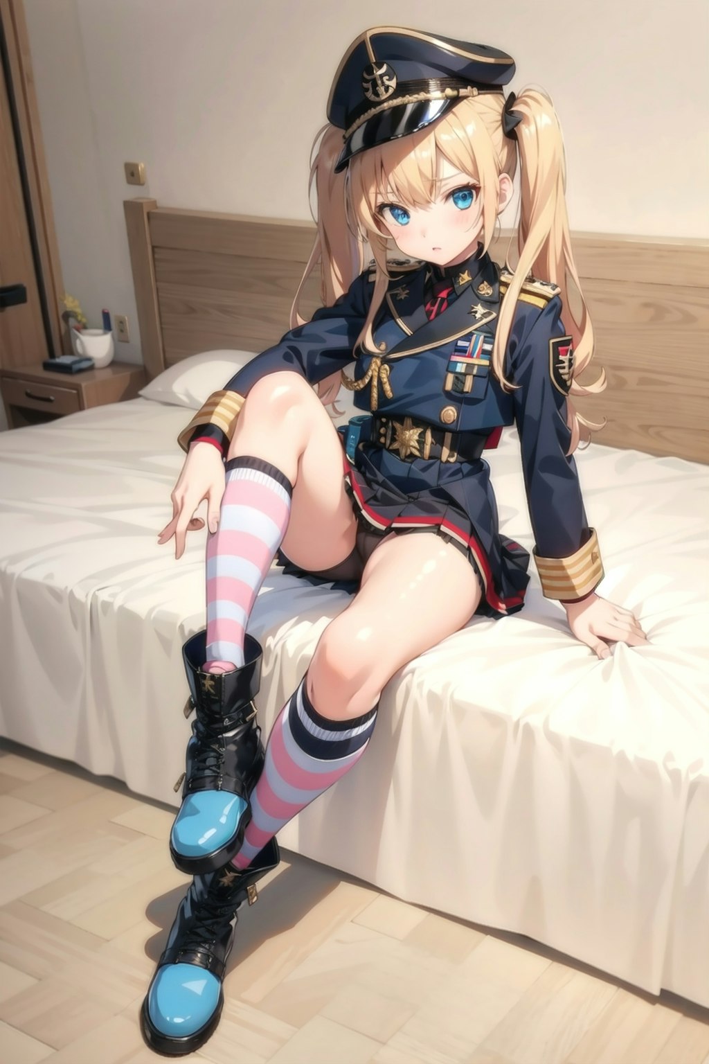 しましまハイソックスの軍服少女