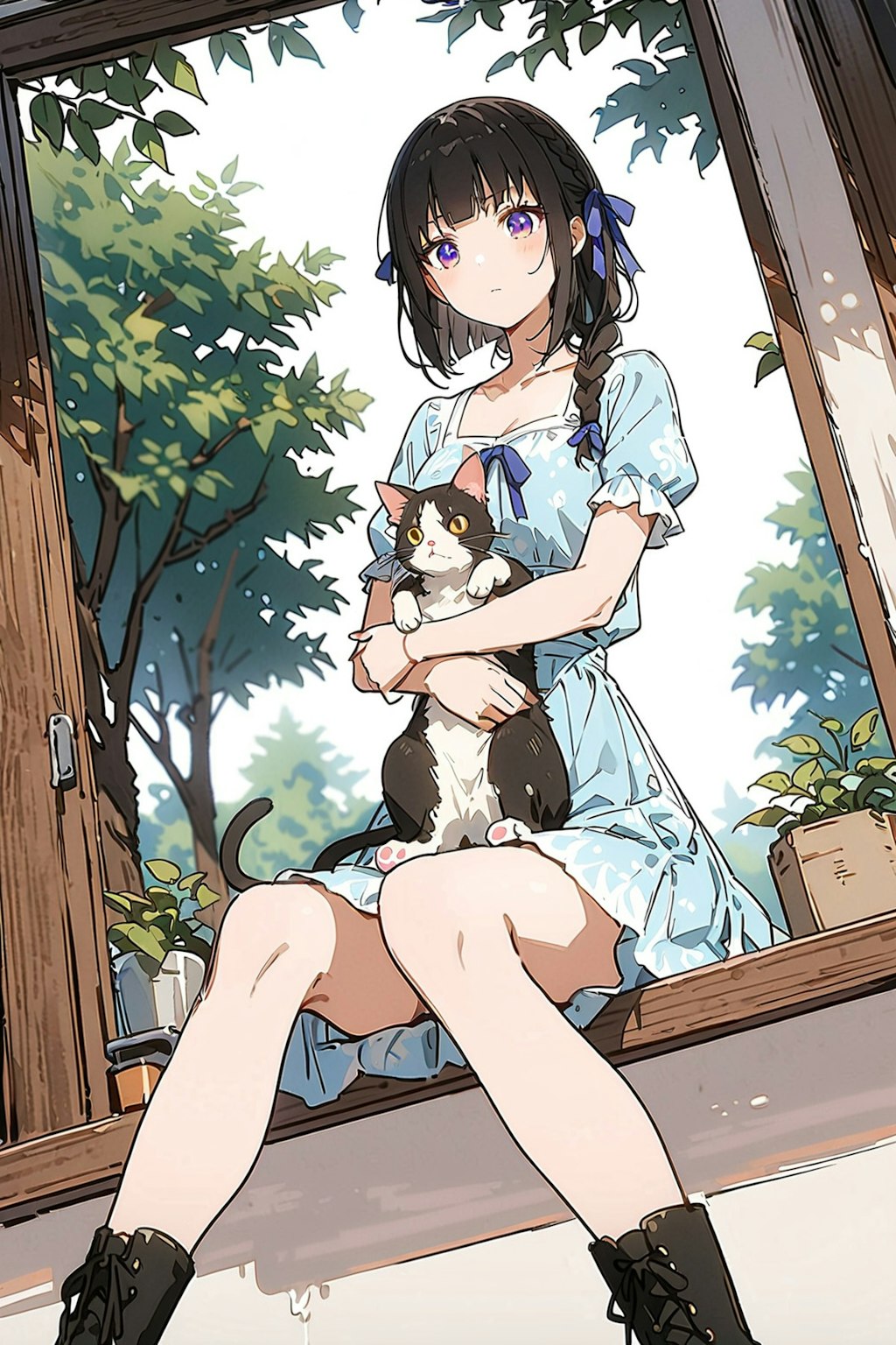 猫を抱える少女