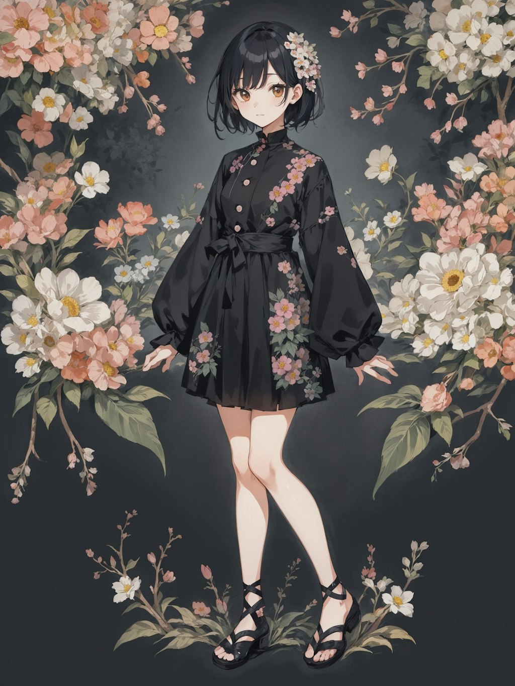 black and flower