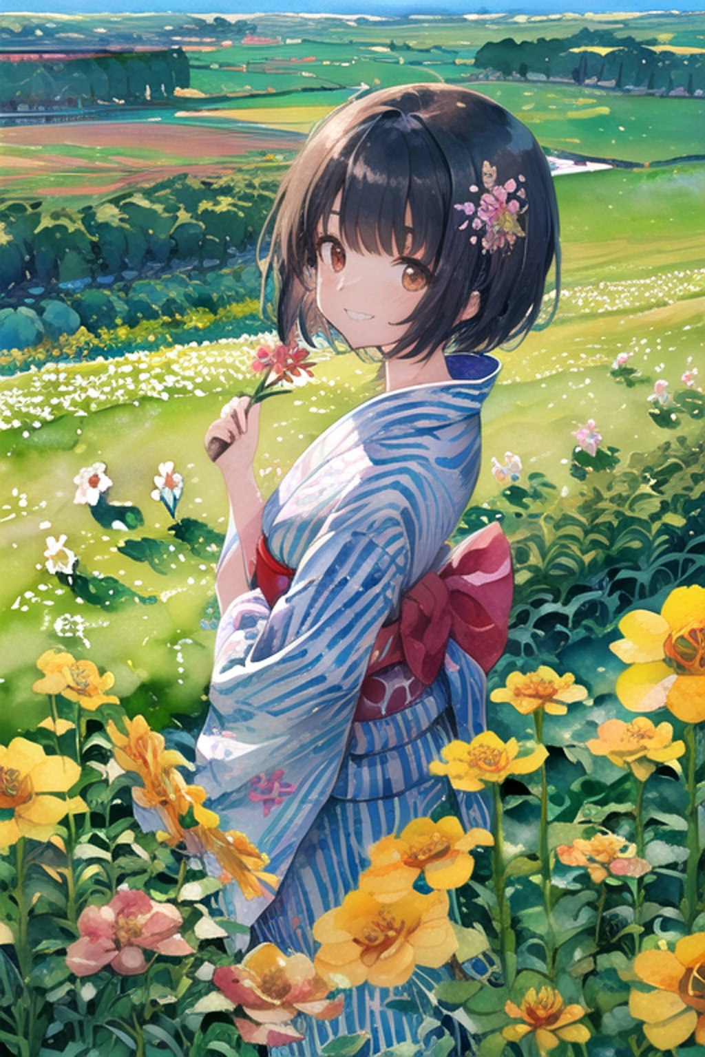 花に囲まれた女の子